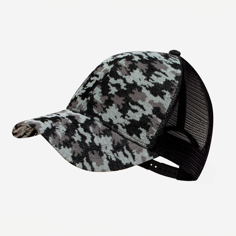 Rendered image of a black camo mesh cap