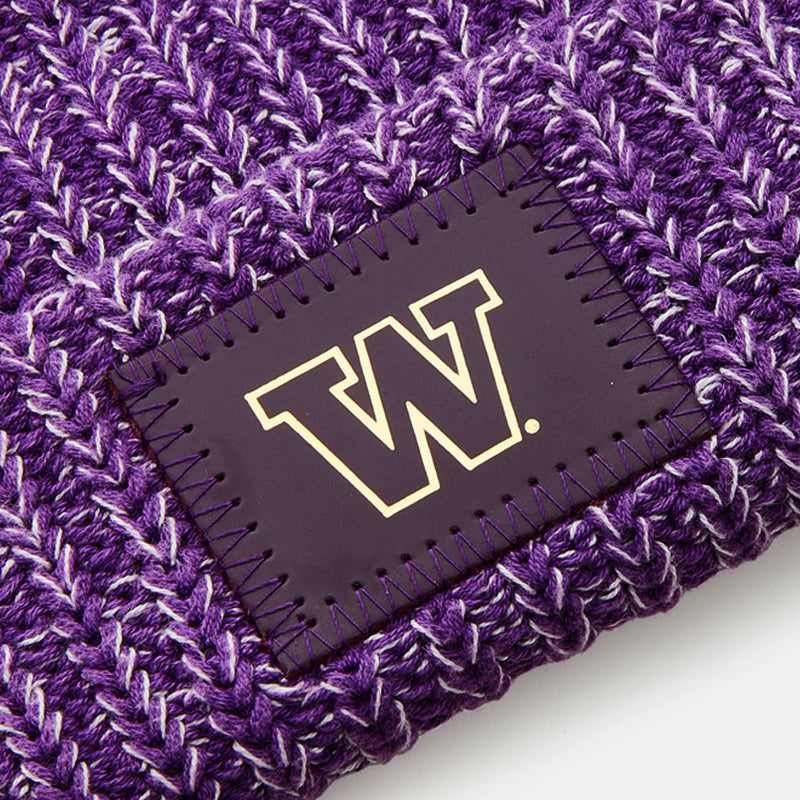 University of Washington Purple and White Speckled Pom Beanie