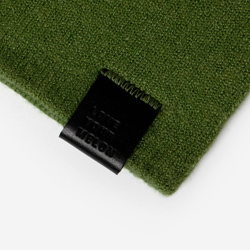 Close-up of tag on the beanie