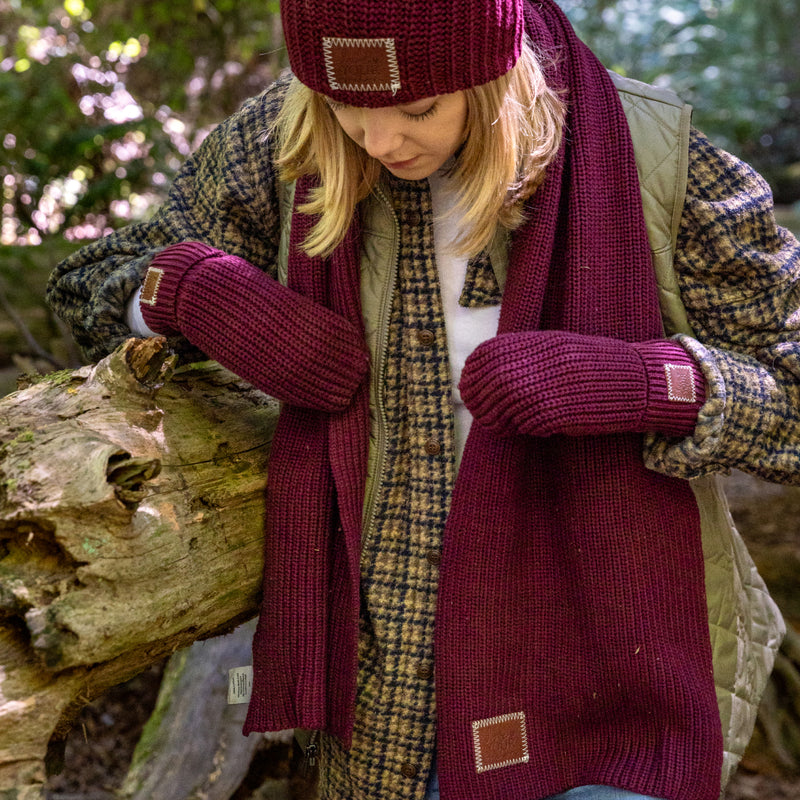 Burgundy Flat Knit Scarf