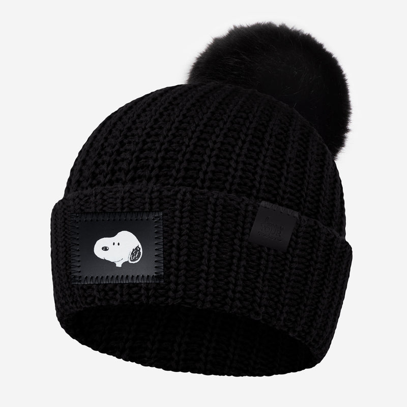 Snoopy Black Pom Beanie