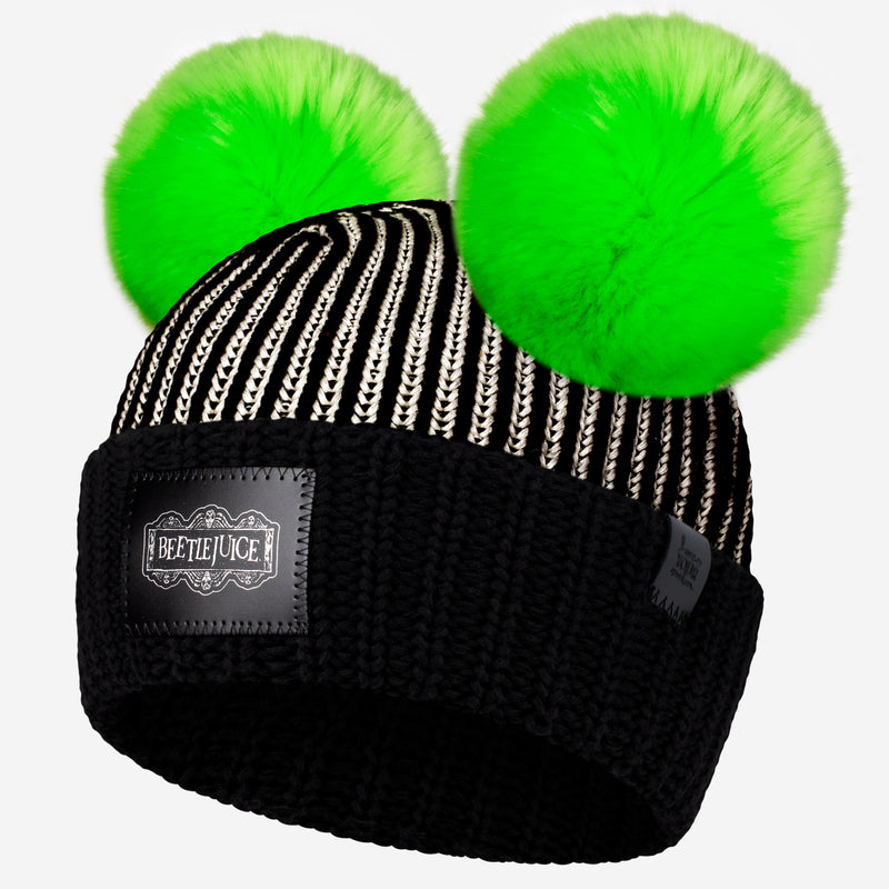 Beetlejuice™ Striped Double Pom Beanie