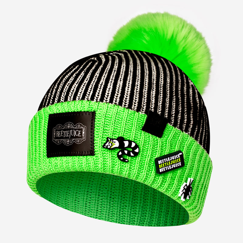 Beetlejuice™ Striped Pom Beanie