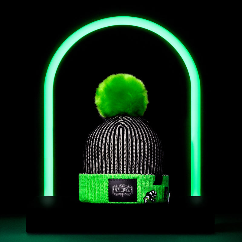 Beetlejuice™ Striped Pom Beanie