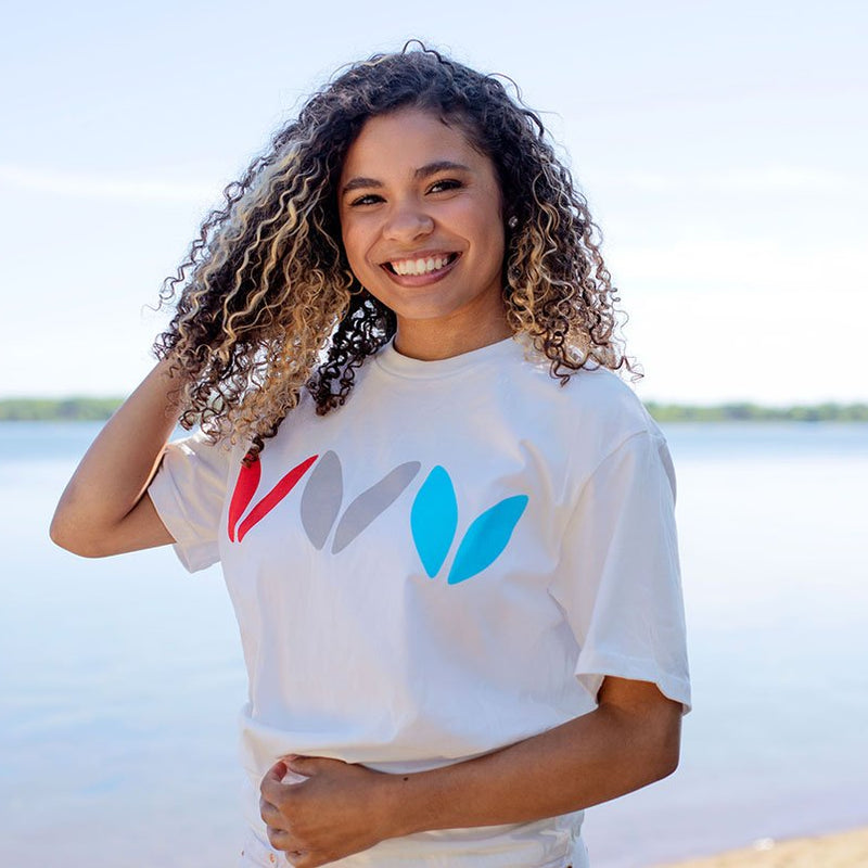 White Knit Hearts Short Sleeve Tee Shirt