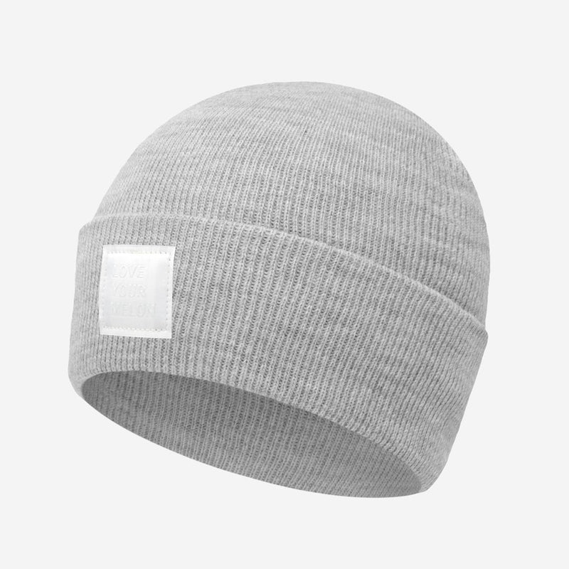 Light Gray and White Speckled Acrylic Cuffed Beanie