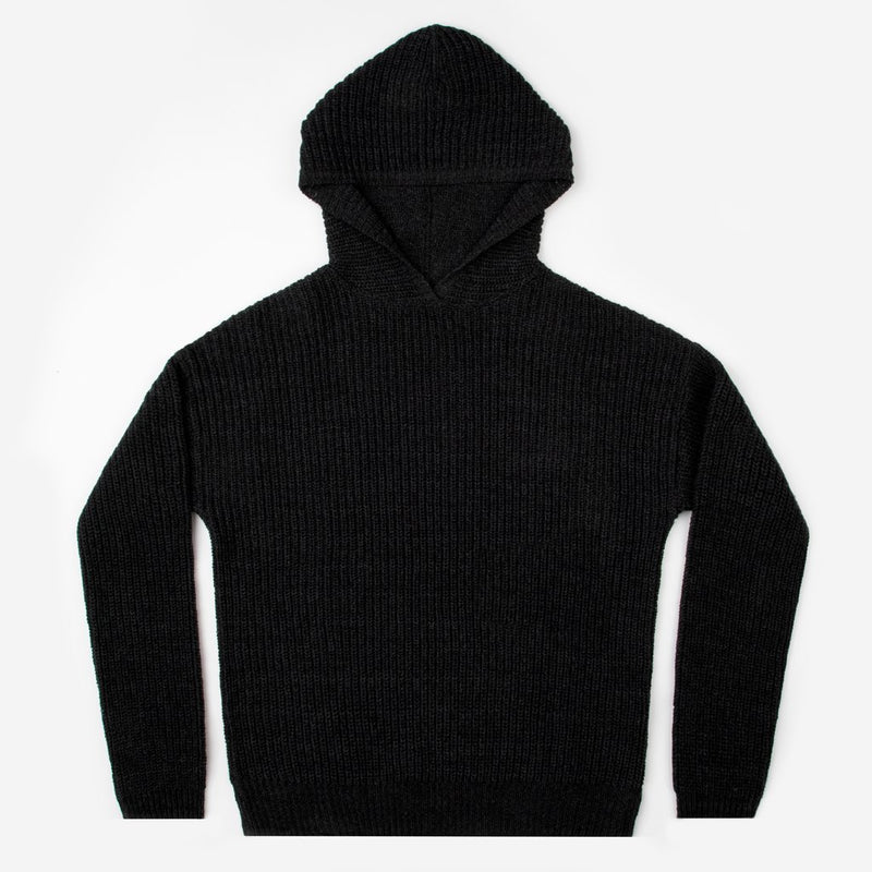 Black Knit Hoodie