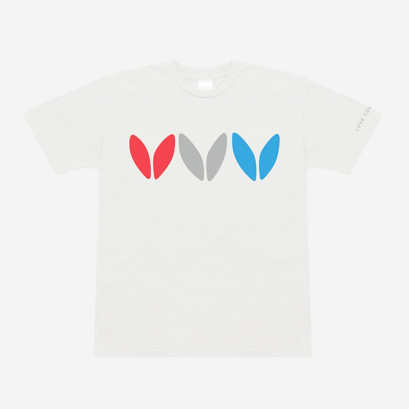 White Knit Hearts Short Sleeve Tee Shirt