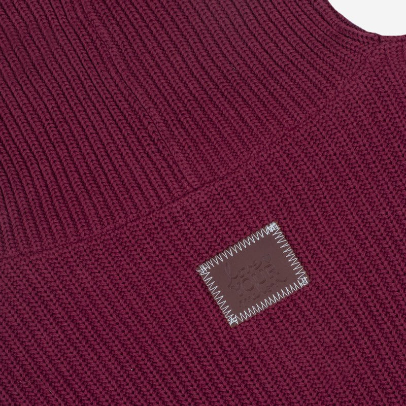 Burgundy Knit High Cowl Sweater