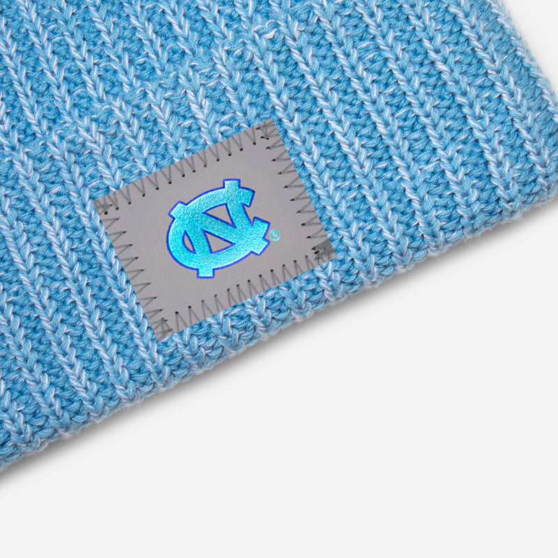 UNC Tar Heels Carolina Blue and White Speckled Pom Beanie